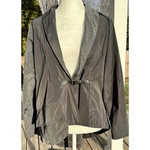 SUN KIM Vienna Parachute Jacket Sz Med Blk Lightweight Blazer Career Office Goth